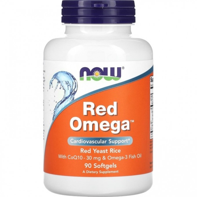 Омега NOW Omega-3 Red Rice + Q10, Рэд Омега + Q10 - 90 капсул NS24218